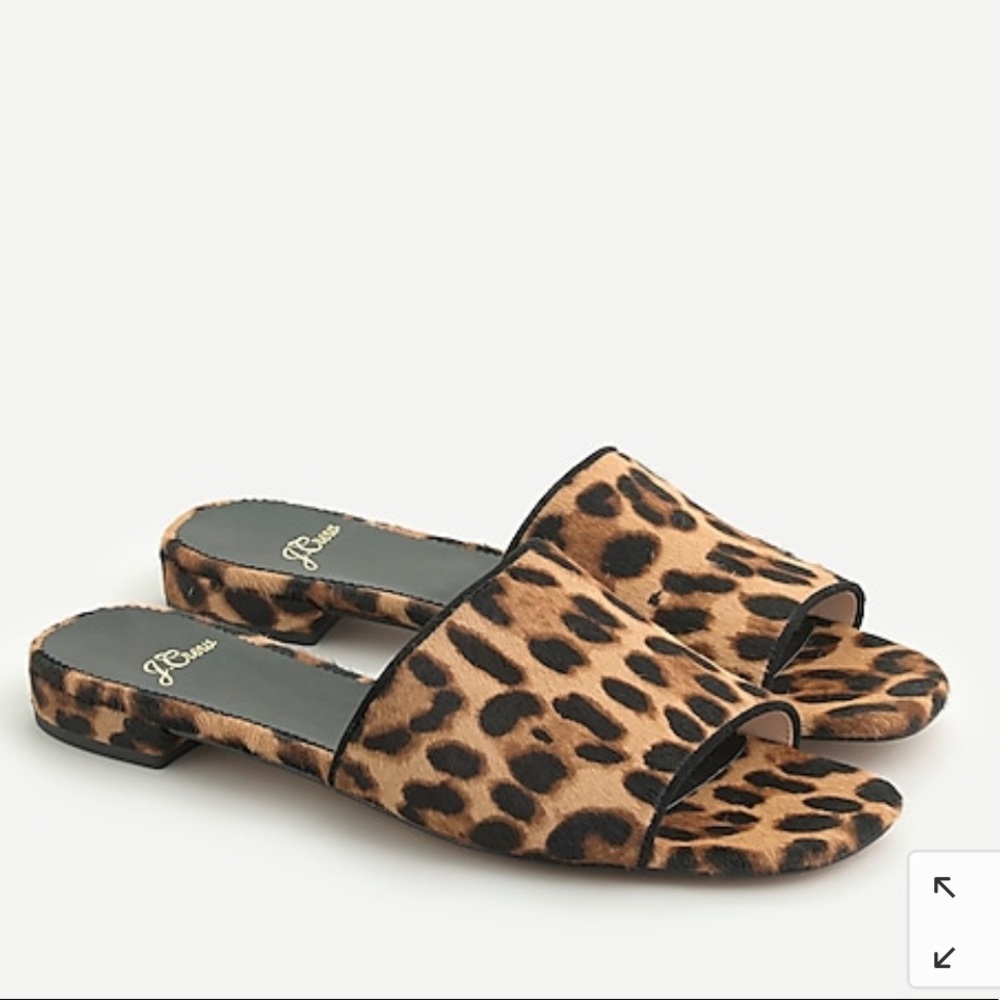 J. Crew Abbie slide sandals in leopard calf hair Size 10 NWT